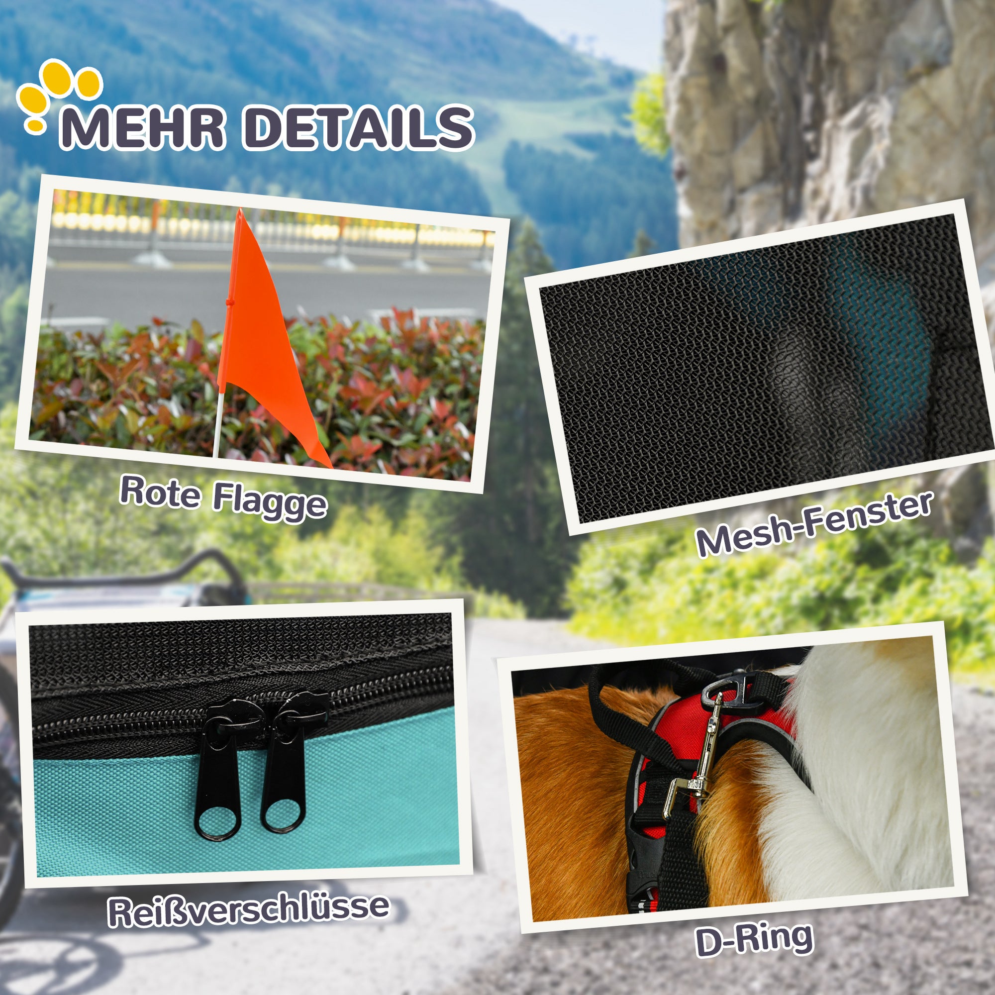 Dog Trailer, Bicycle Transporter, Oxford Fabric, Green