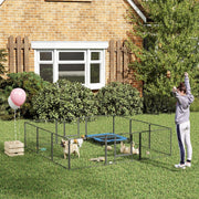 12 Panels Heavy Duty Puppy Playpen, Small Dogs Indoor Outdoor - Silver