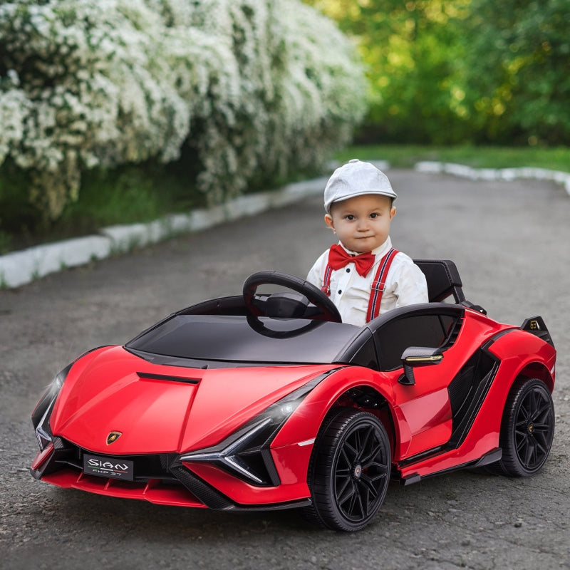 Lamborghini SIAN Ride-On Car with 12V Electric SUV and Remote Control, Red Metal