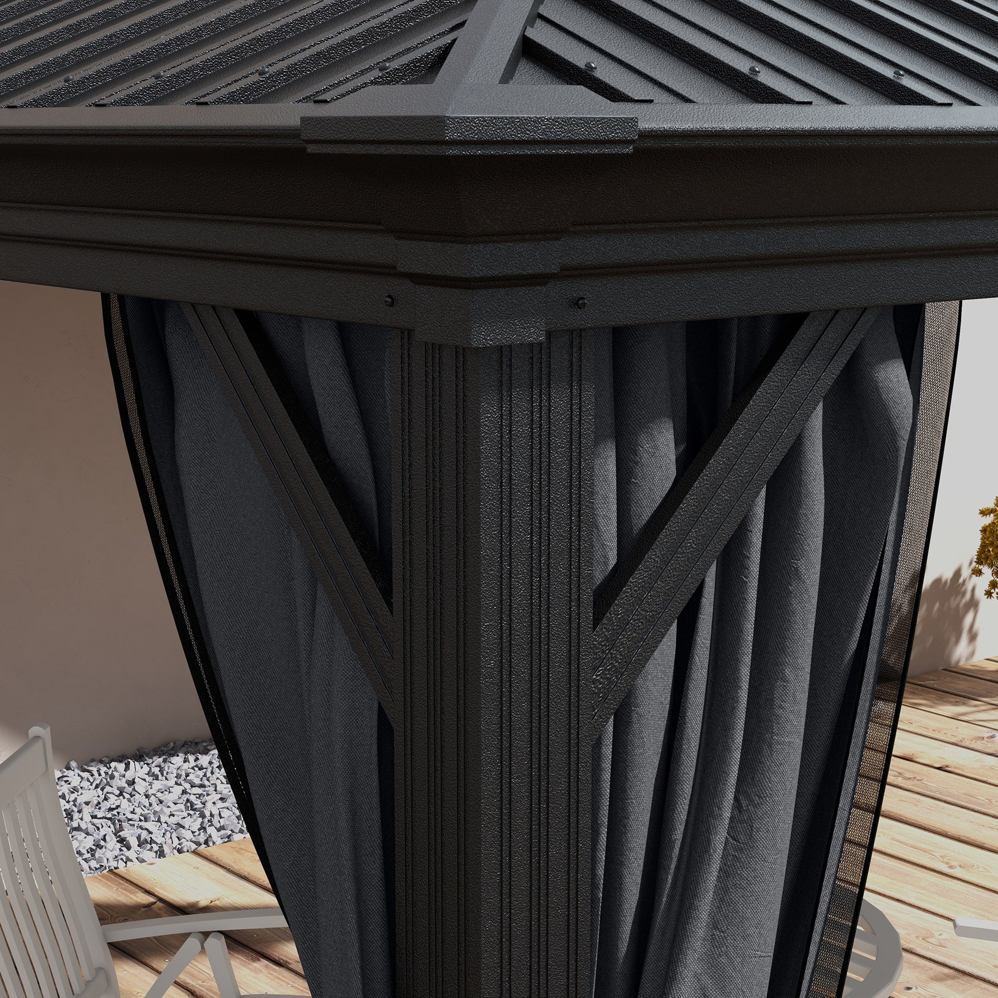 Aluminium Hardtop Gazebo 3.65 x 3m with Accessories - Dark Grey