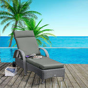 Sun Lounger Cushion 196x55x8 cm Polyester Dark Grey