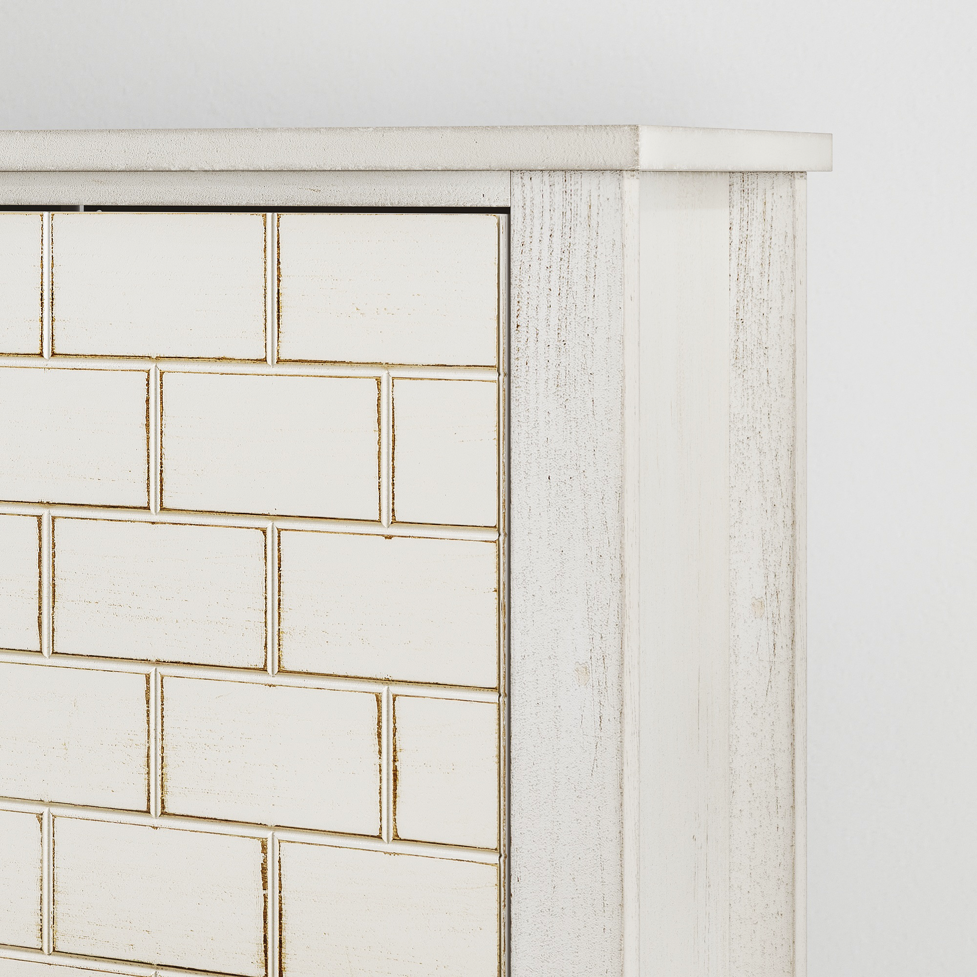 Vintage shoe cabinet, 80 cm, 2 folding drawers, white