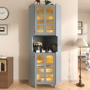 Corner Cabinet Multifunctional Storage LED Lacquer - Grey