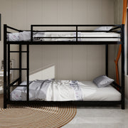 Metal Bunk Bed, Two Single Beds, Heavy-Duty, Quiet, Safety Railing, No Box Spring Required, Metal