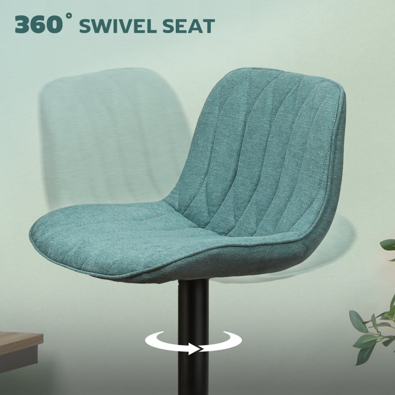 Set of Two Bar Stools Linen-Look Green