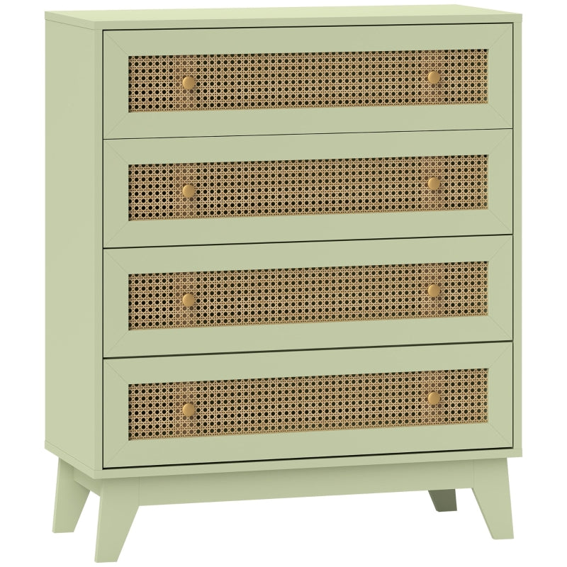 Chest of Drawers 4-Drawer Storage Unit Rattan Light Green