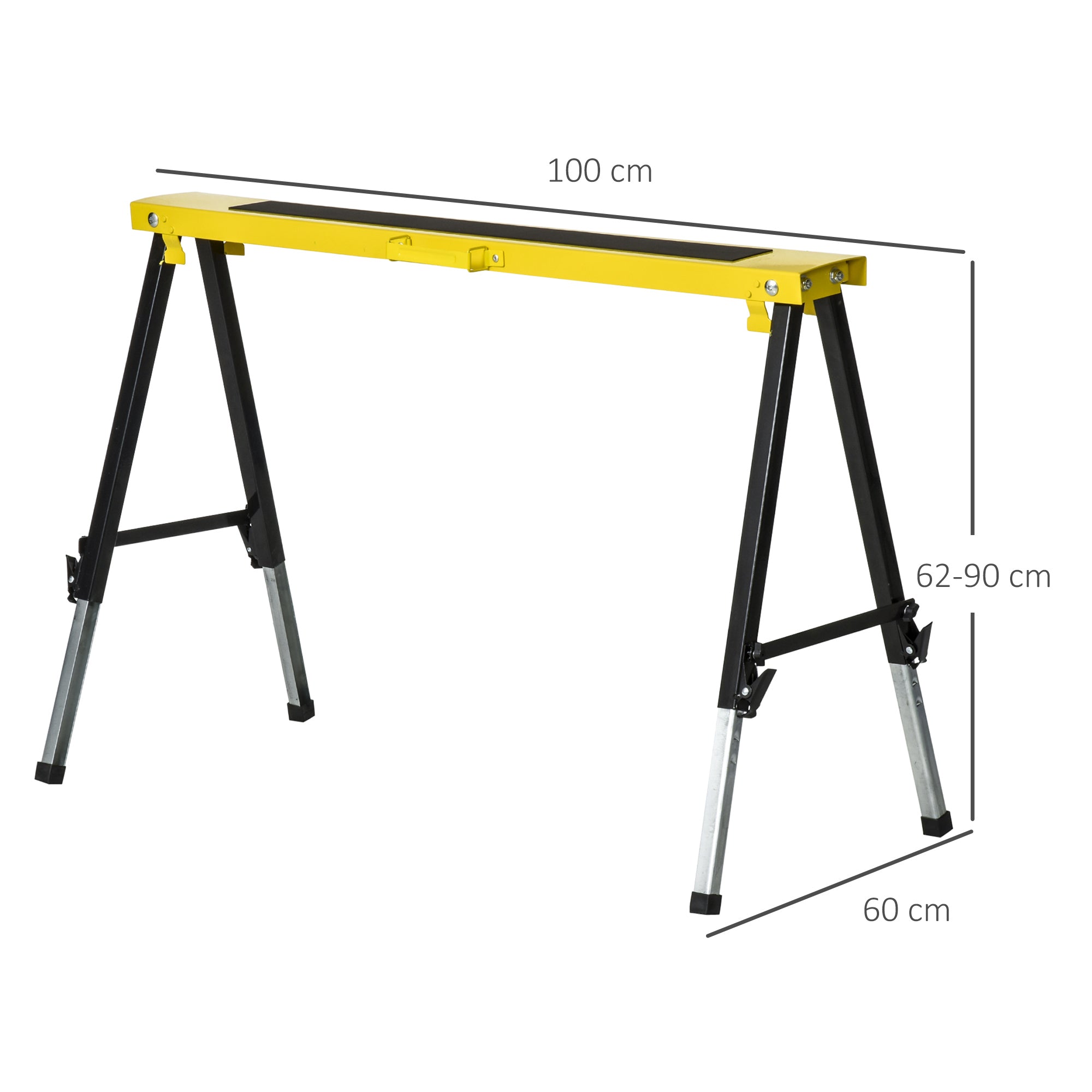 DURHAND Sawhorse Folding Workbenches, Non-Slip Steel Yellow Black