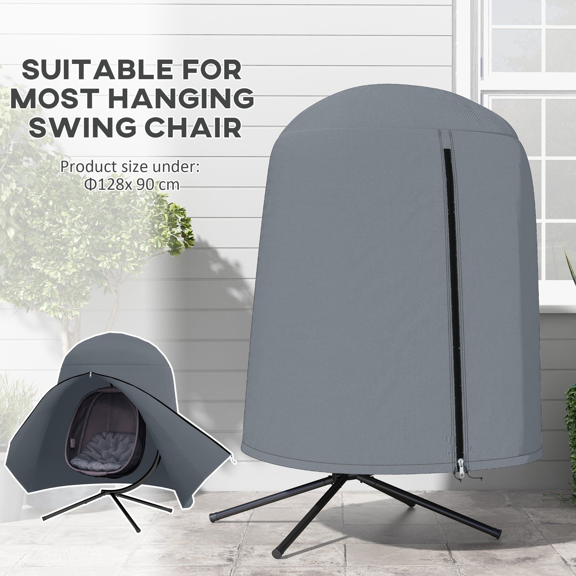 Hanging Egg Chair Furniture Cover 190x128cm Protection Grey Oxford Fabric
