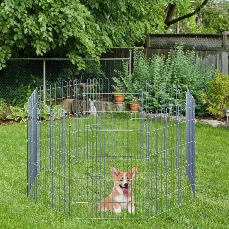 Outdoor Enclosure, 8-Part Puppy Run & Playpen Gate, Metal