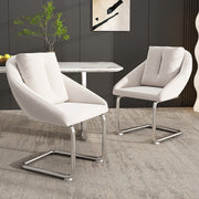 Velvet Dining Chairs, Set of 2 with Cushions, Curved Legs, Beige