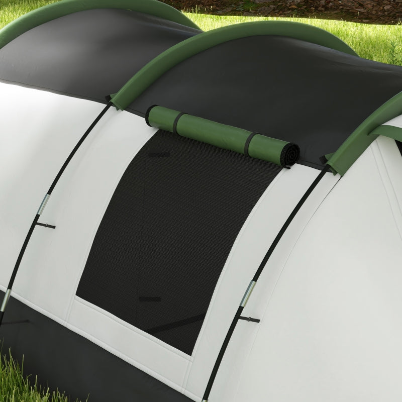 Three-Man Camping Tent Two Rooms and Porch Green