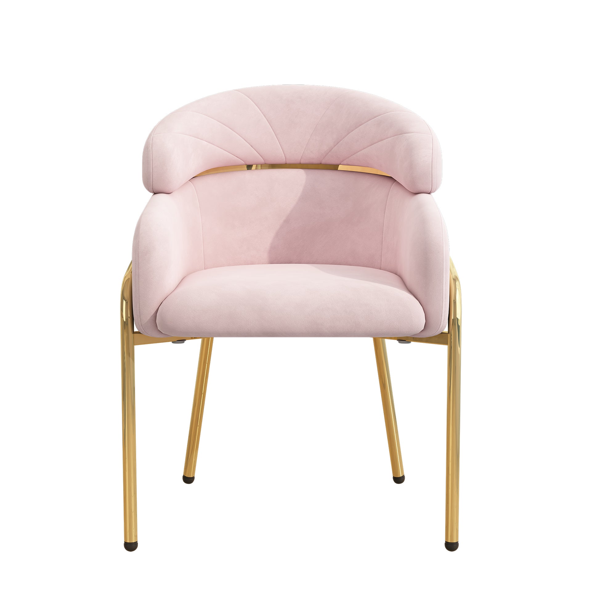 Dining Chair, Single Light Luxury Leisure Chair with Metal Legs, Velvet Pink