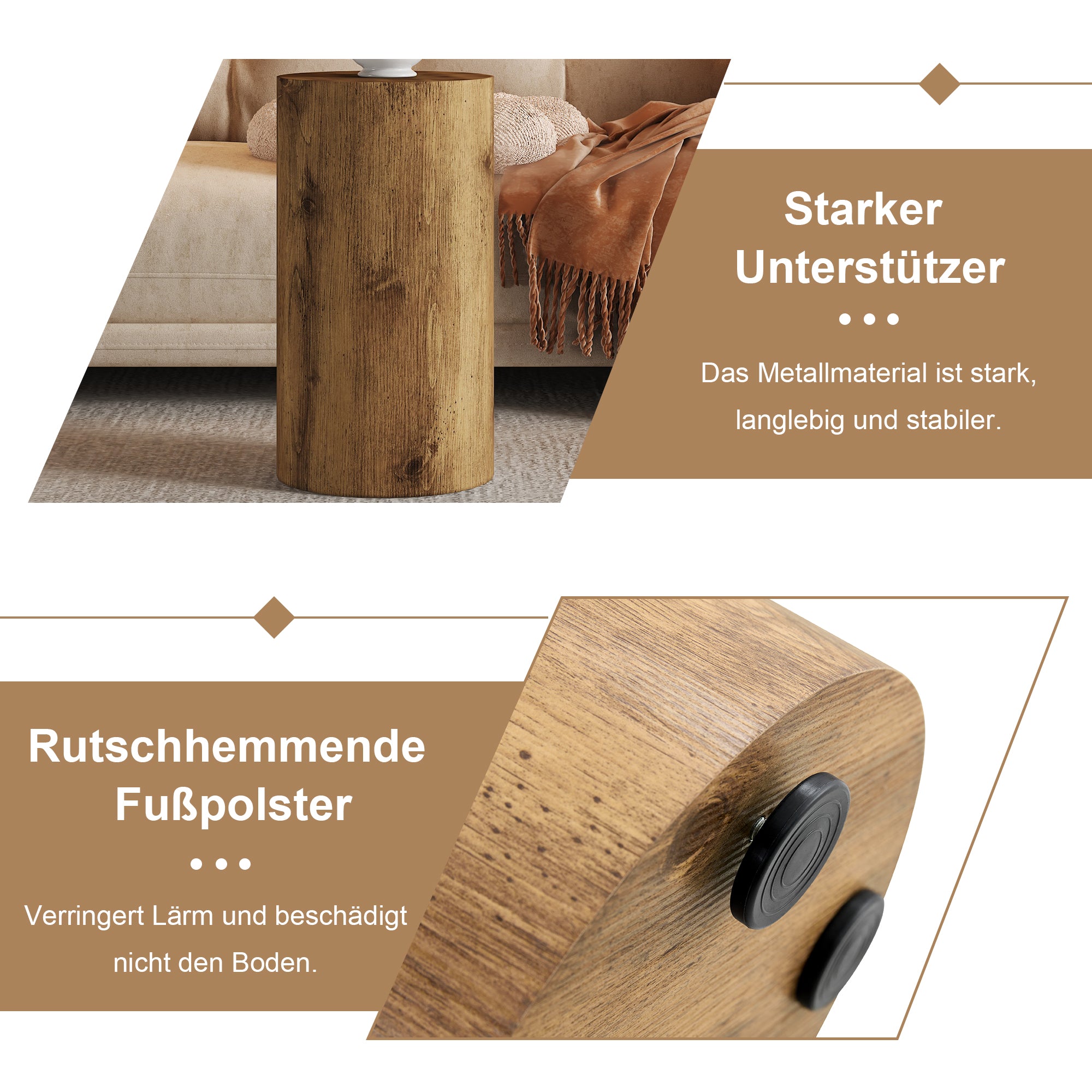 Round Coffee Table Small Side Table 30cm Diameter - Wood Look MDF