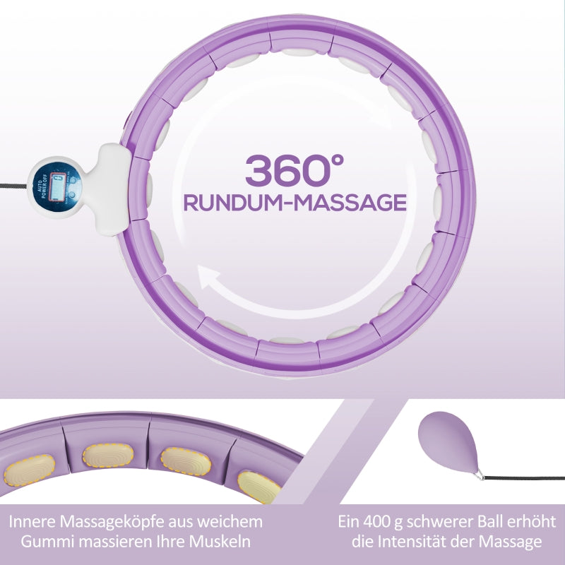 Smart Hula Hoop for Adults with Weighted Ball Counter and 16 Knots, Purple