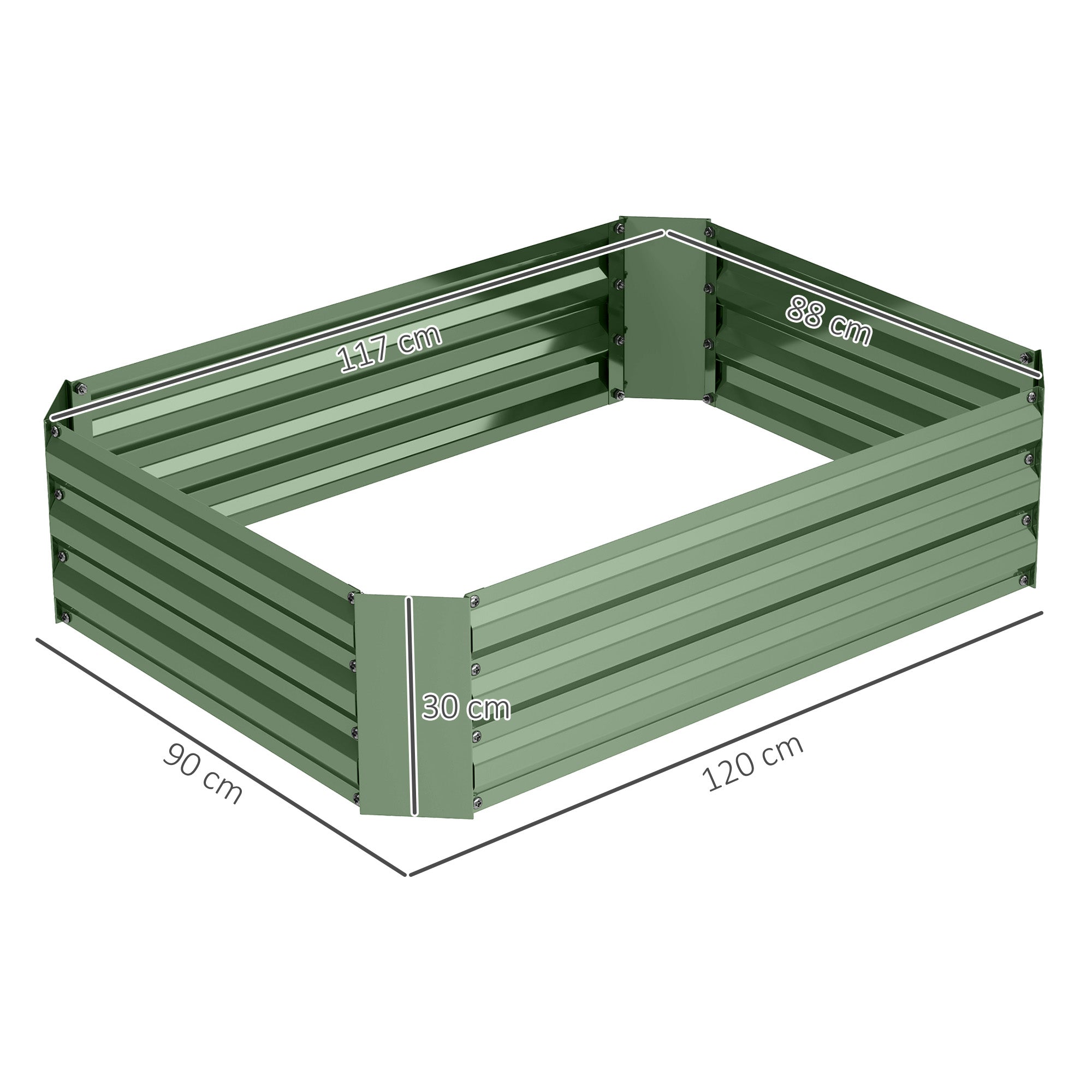 Raised Bed, Steel Planting & Vegetable Garden, 120x90x30cm, Steel