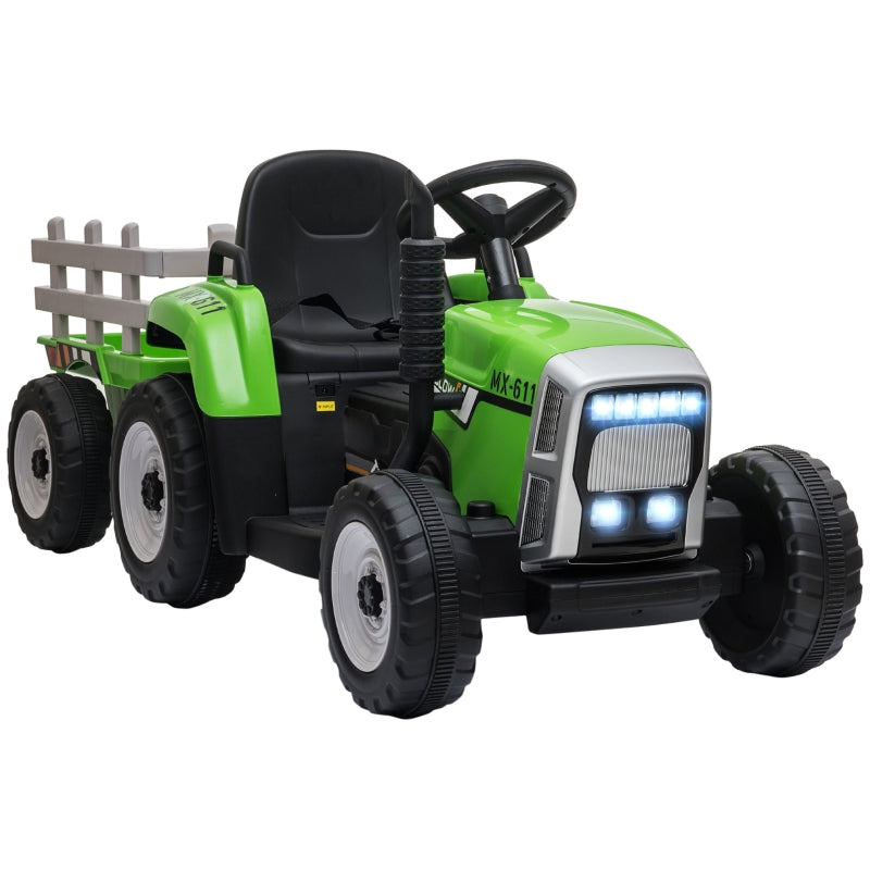 Ride On Tractor, Detachable Trailer, Remote Control, Music - Green