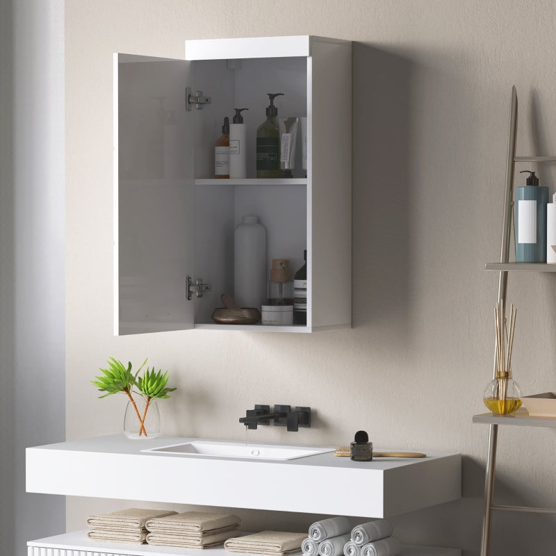 Wall Cabinet, Bathroom Kitchen Medicine, 2 Levels, Wall-Mounted, White