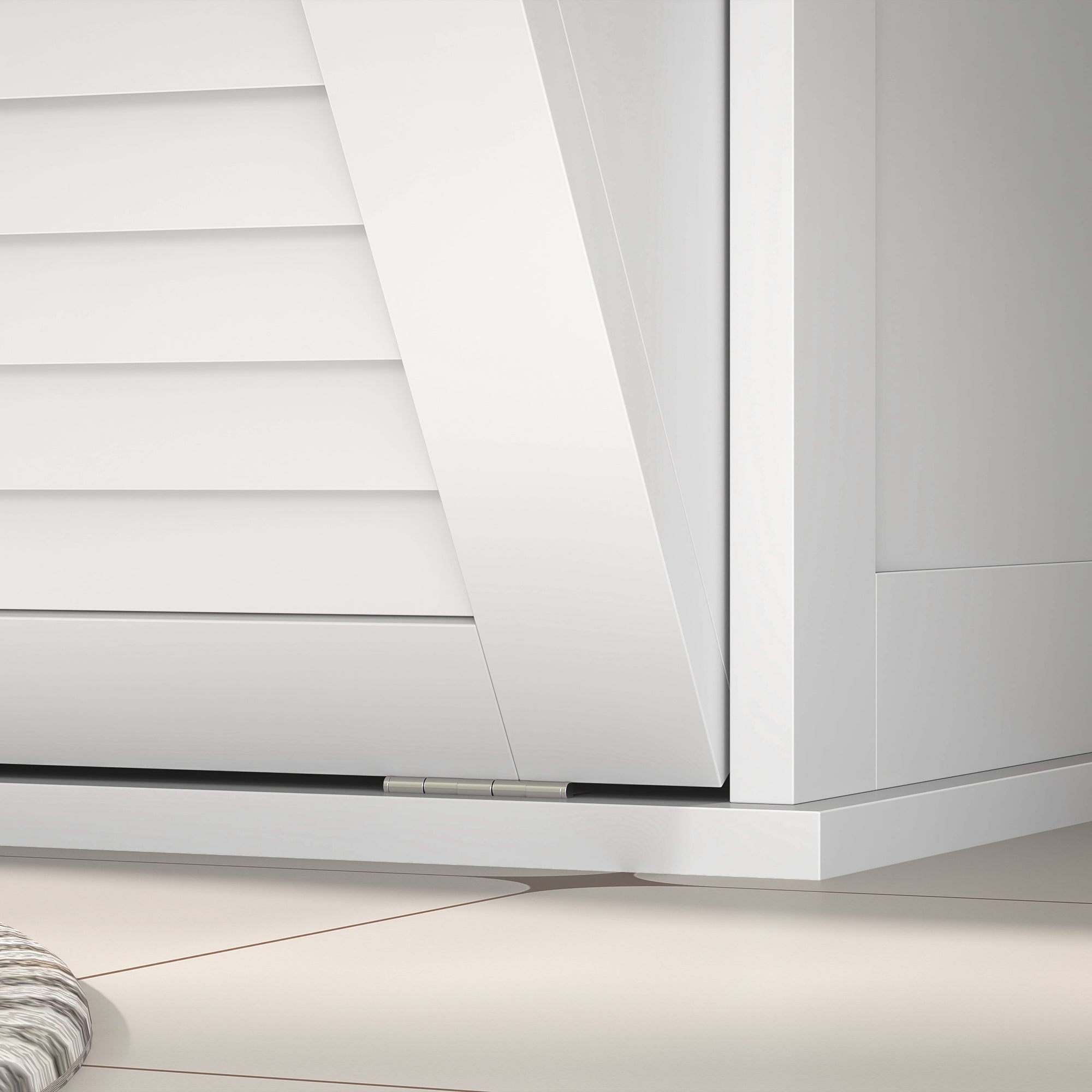 Laundry Cabinet, 2 Baskets, Louvered Doors, White