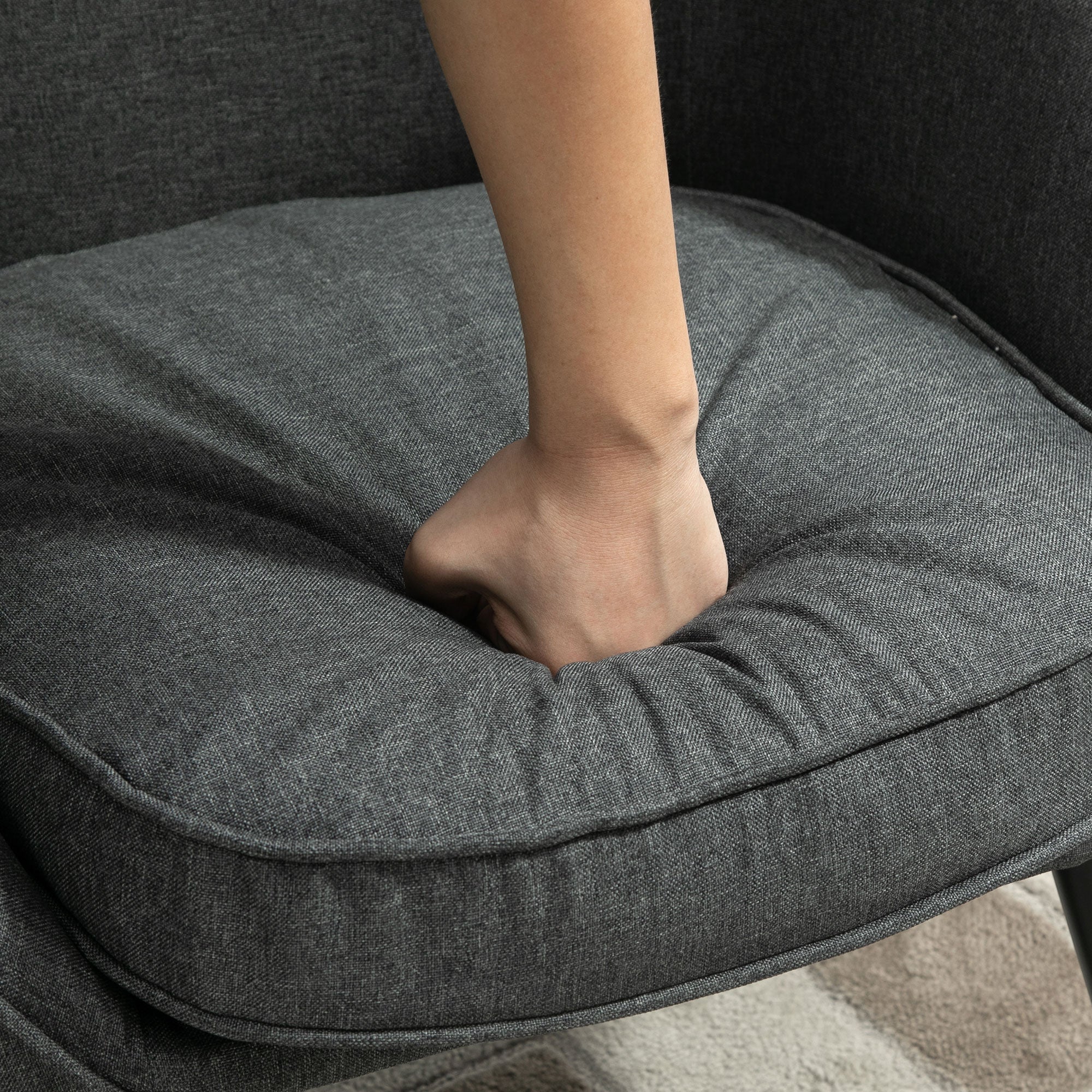 Lounge Chair Modern Upholstered Dining/Office/Cocktail Wood Grey