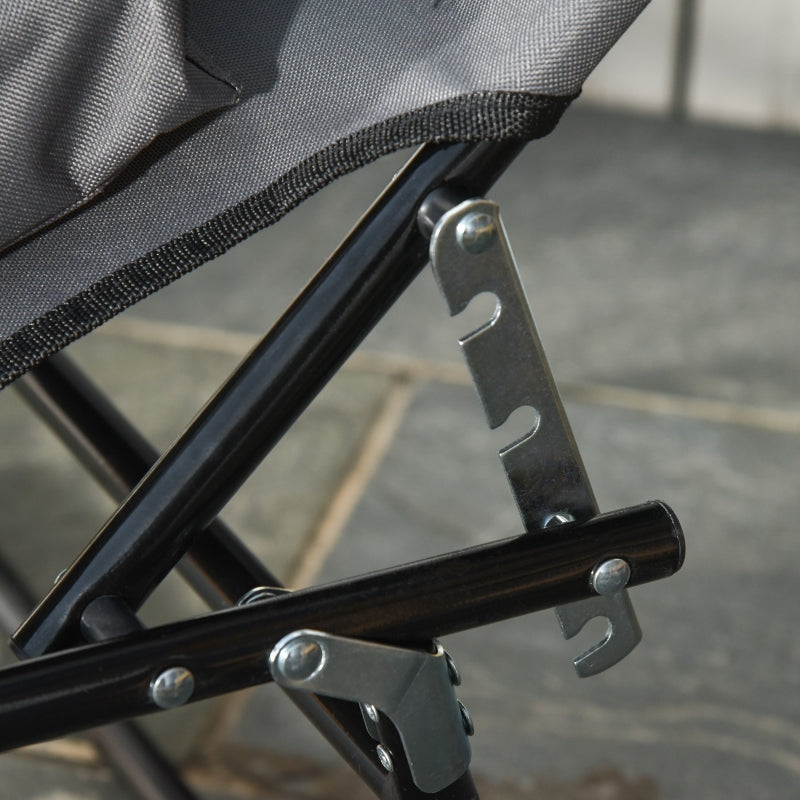 Sun Lounger Face Hole Cushion Foldable Water-Repellent Metal Frame - Dark Grey