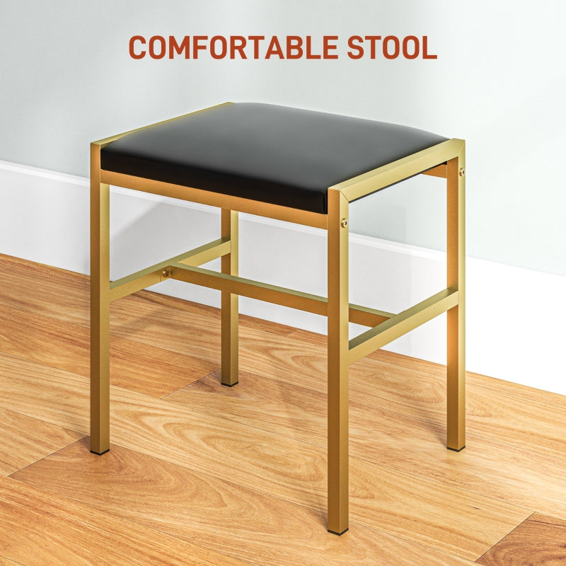 Dressing Table Set, Storage and Stool - Black