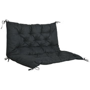 2 Seater Bench Pad, Garden Chair Cushion with Back and Ties 98 x 100 cm, Black