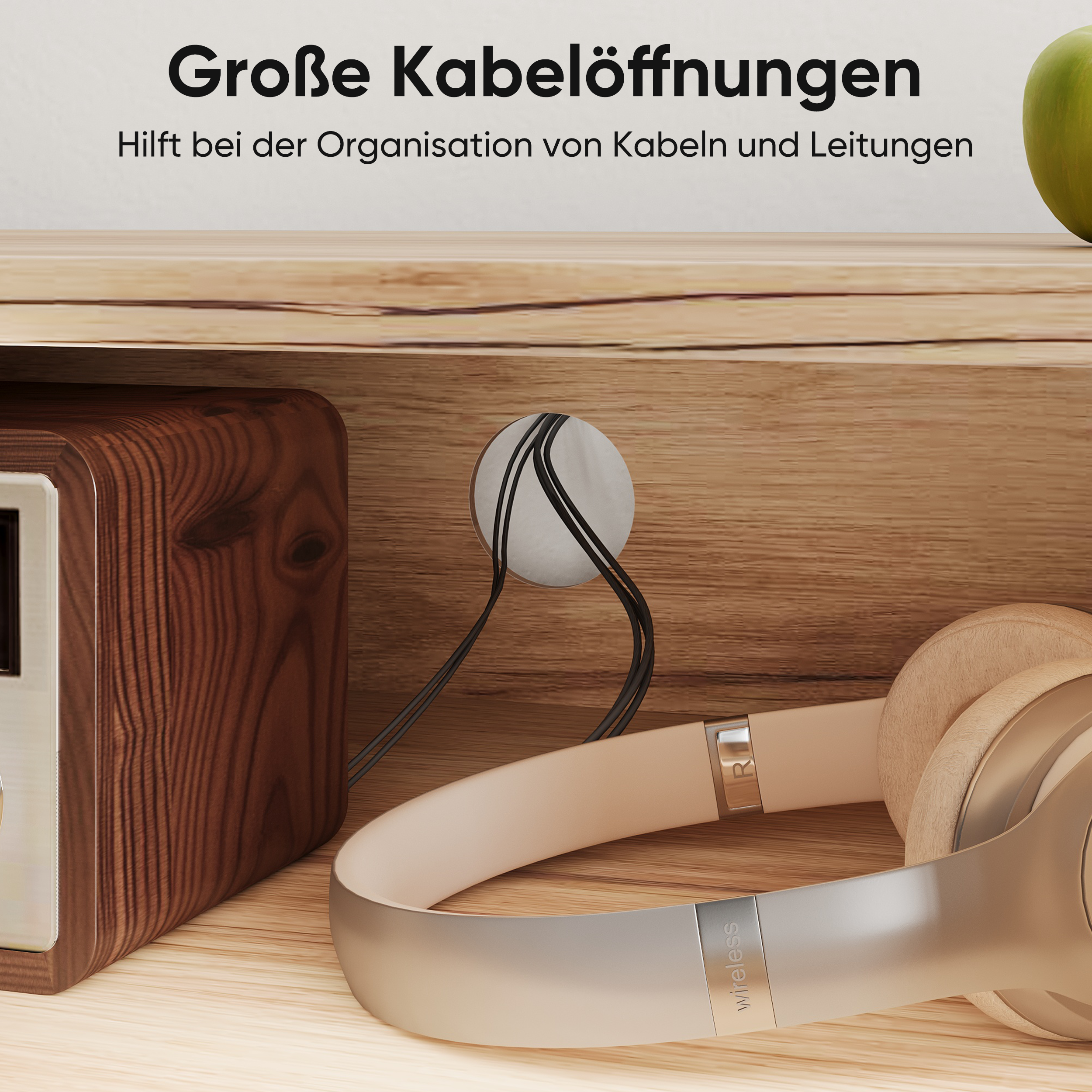 TV Stand 110cm High Mid-Century Modern Storage Media Console - Oak Color