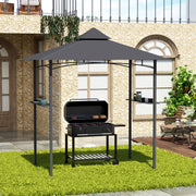 BBQ Gazebo Grill Canopy Barbecue Tent Shelter Patio Deck Cover 2.5M (8ft) Double-Tier - Grey