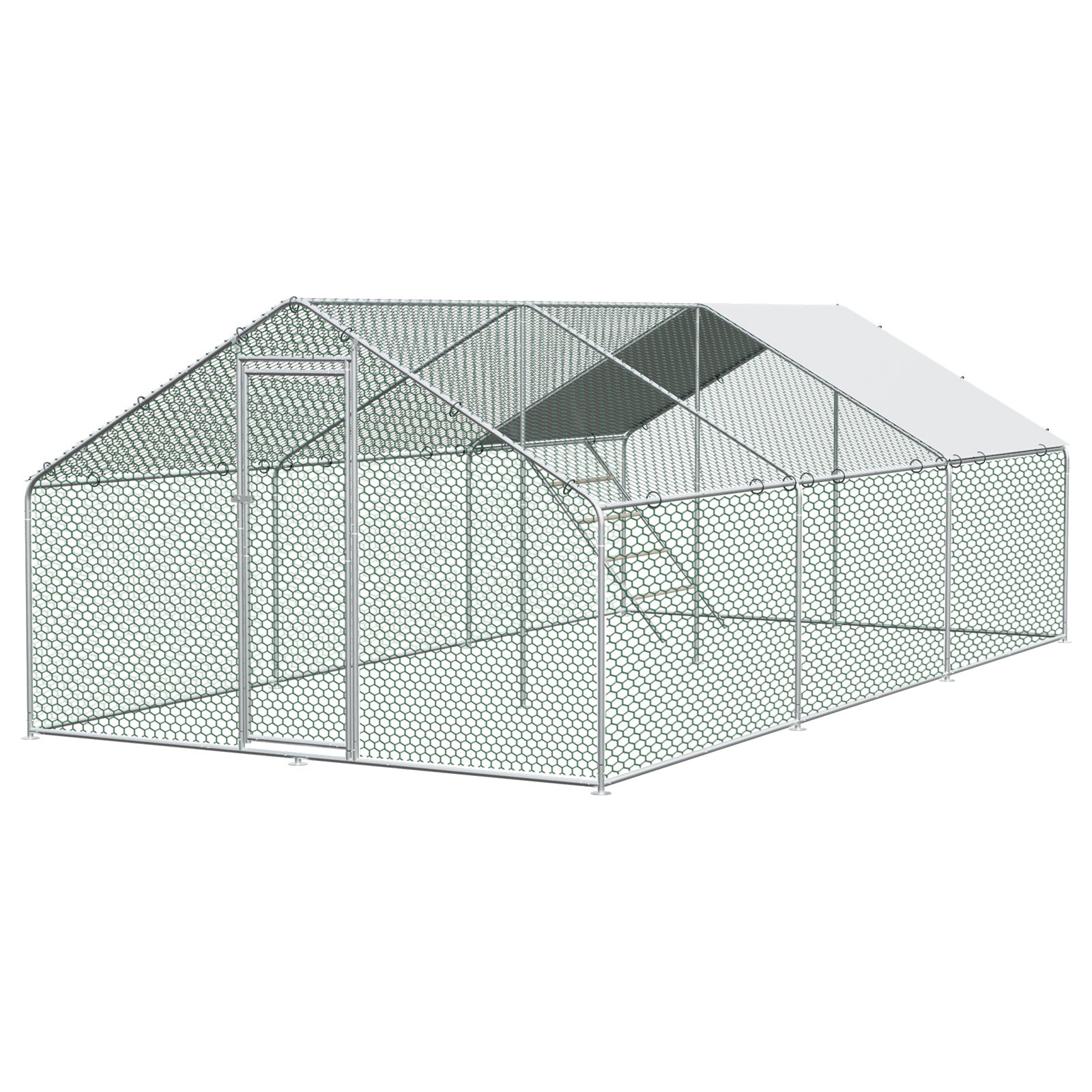Chicken Run 3x6x2m Metal Enclosure with Safety Lock and Waterproof PE Cloth