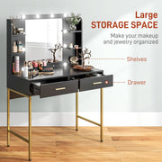 Dressing Table Set, Storage and Stool - Black