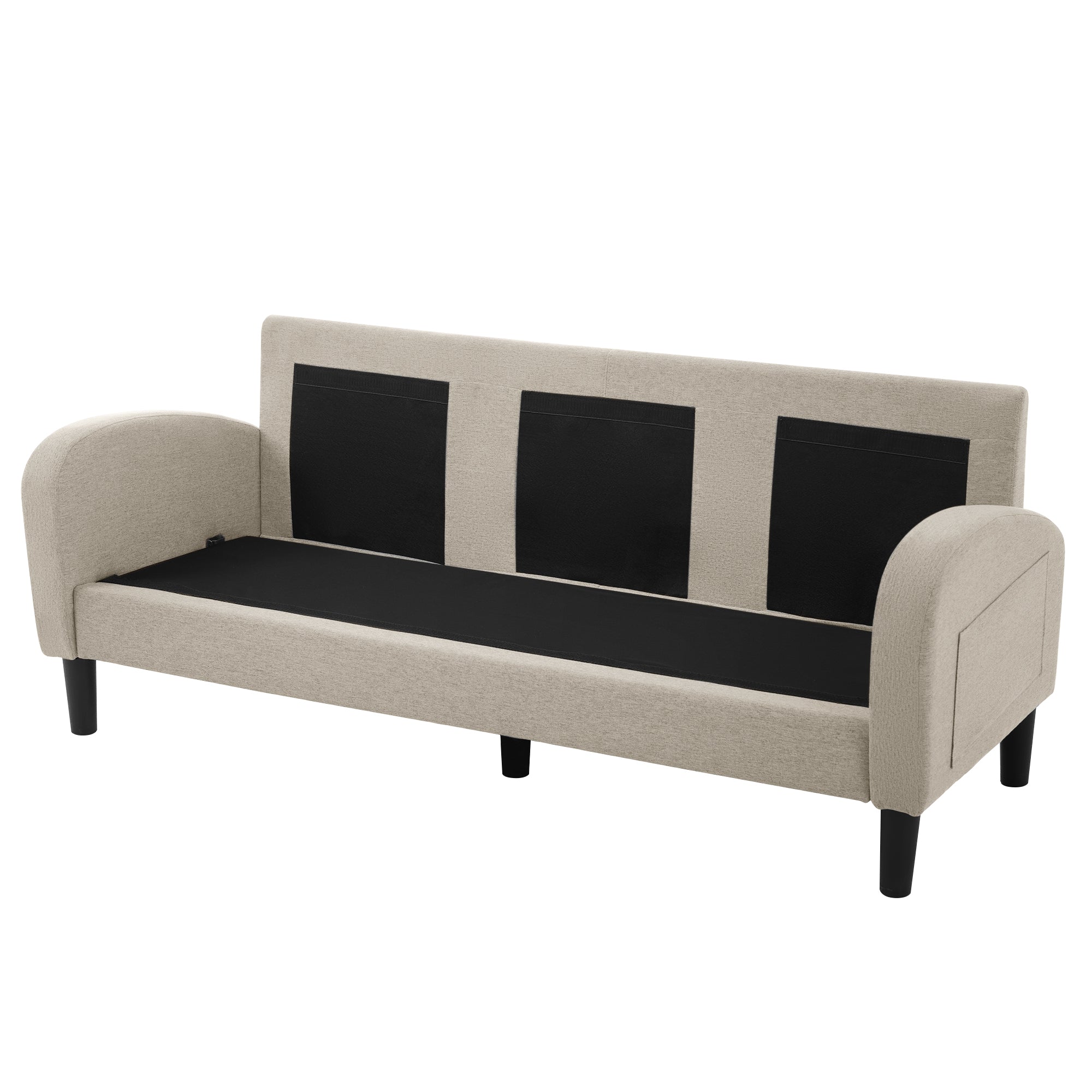 L-shaped Corner Sofa with Chaise Lounge, 3-Seater Modular Design, Cotton-Linen Fabric