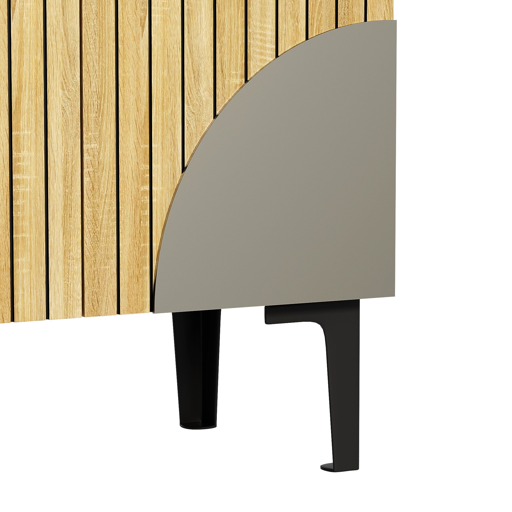 Shoe cabinet 90x32x94cm with three doors, storage, and shelf, wood look/black frame