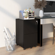 Vinsetto Filing Cabinet with 2 Lockable Drawers, Rolling, Steel, Black