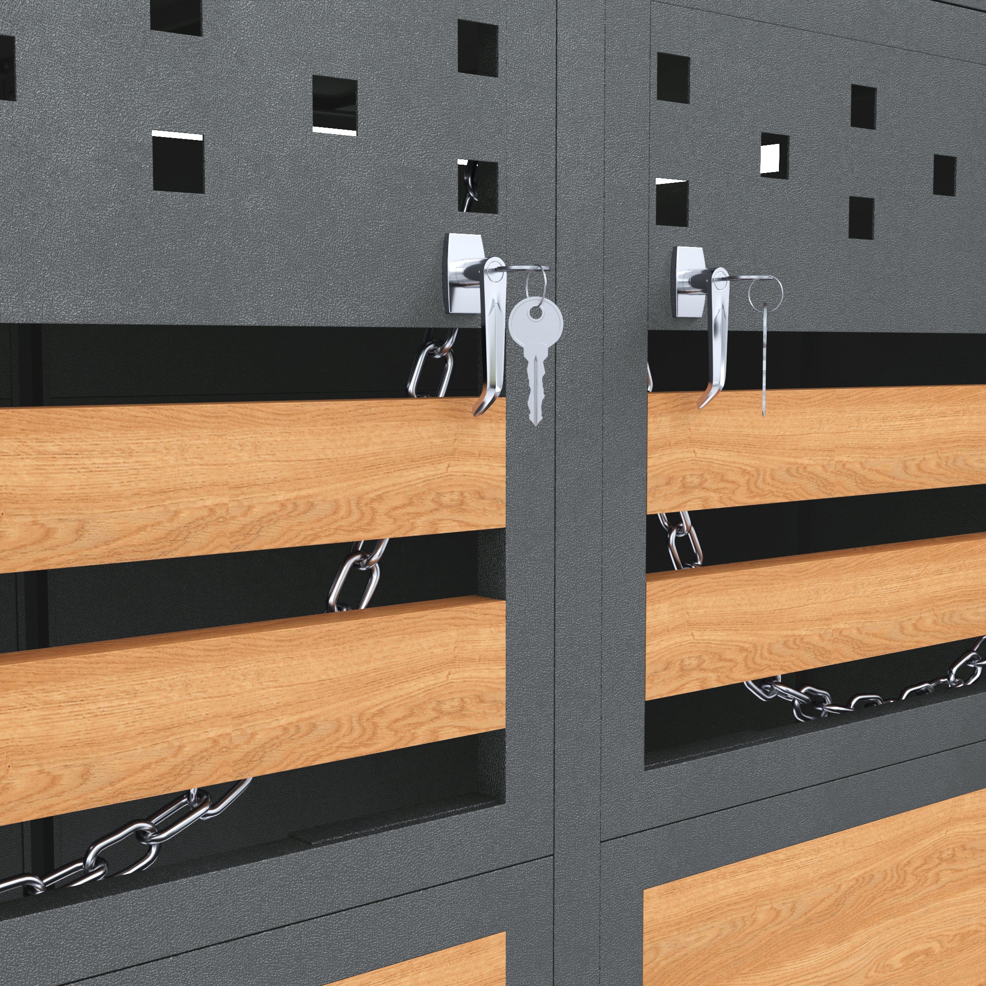 Garbage Can Storage Box, 4-Person with Planting Roof, 120-240L, Anthracite Wood-Look