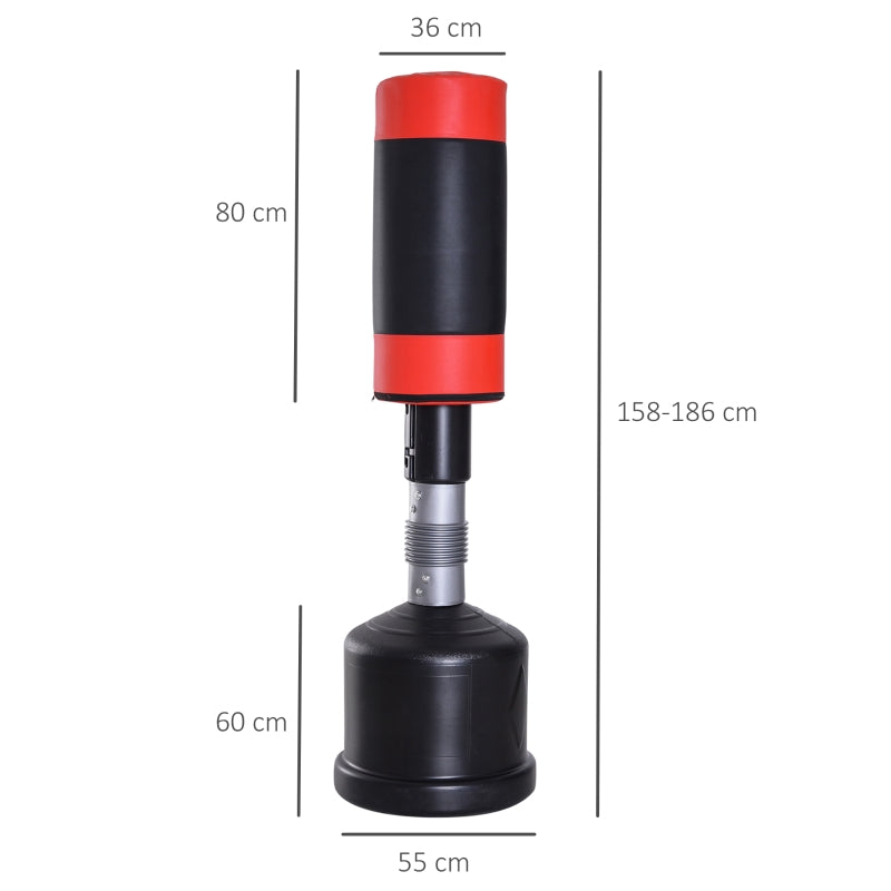 Freestanding Punching Bag, Height-Adjustable Spring Mechanism, Red
