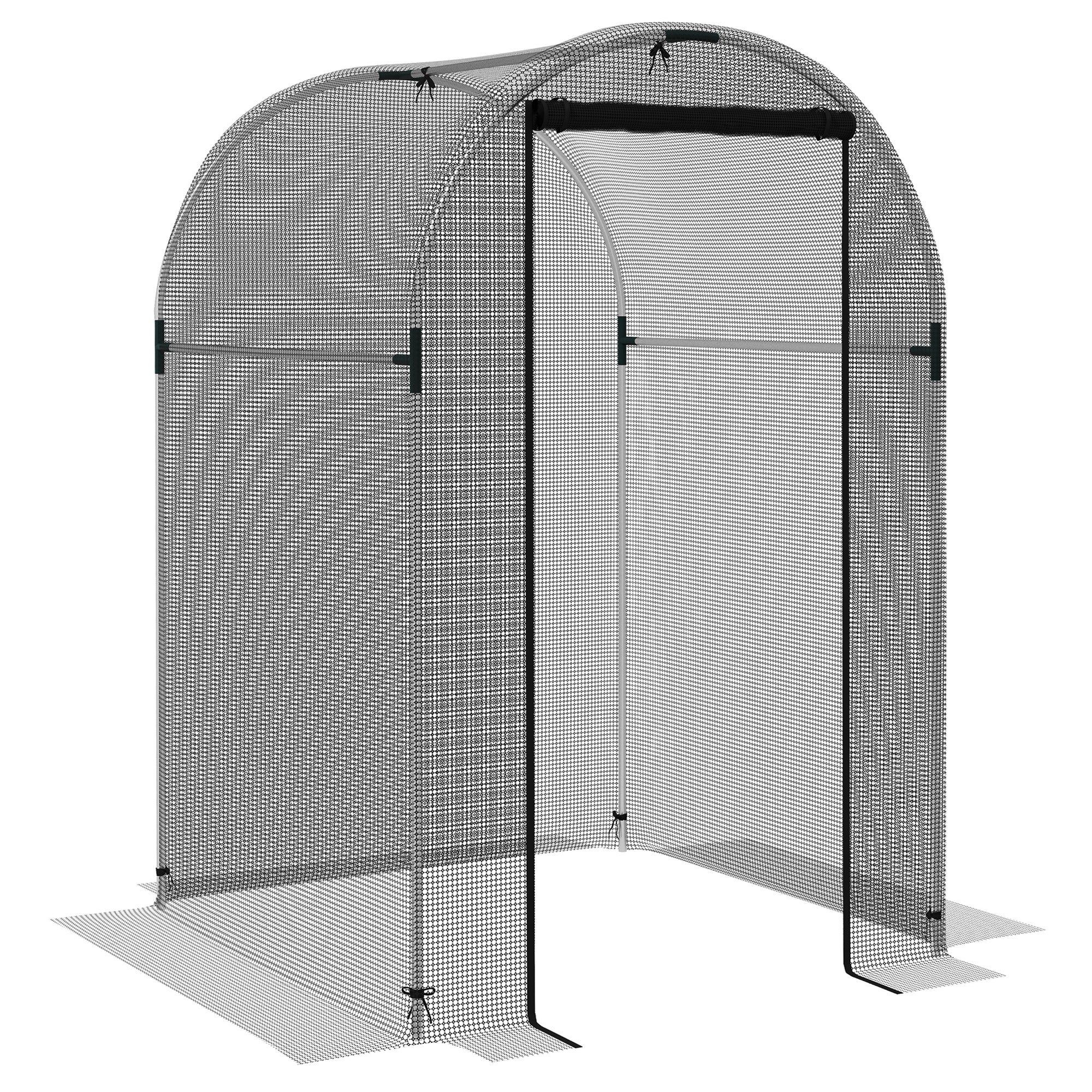 Galvanised Steel Fruit Cage, Plant Protection Tent with Zipped Door, Black