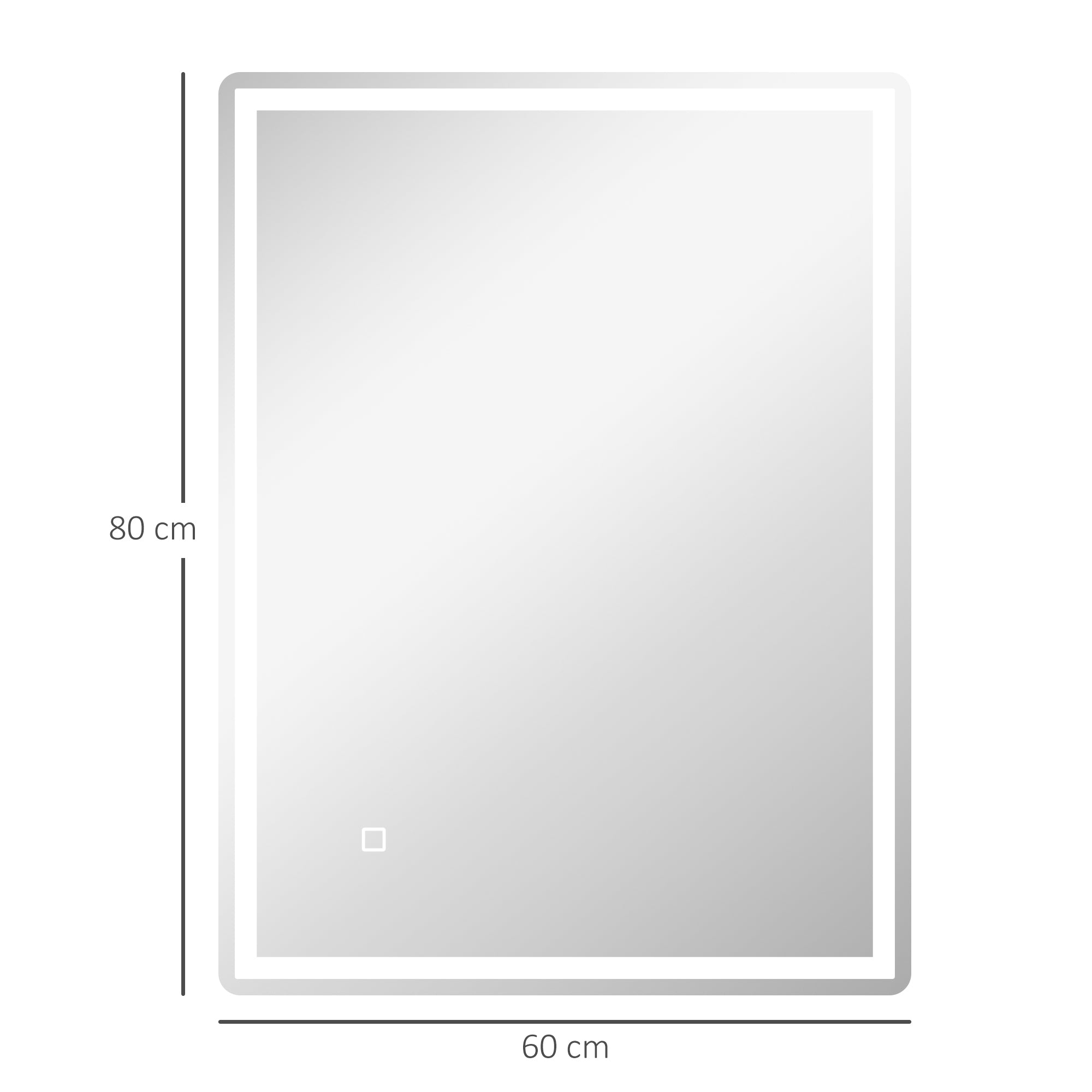Dimmable Bathroom Mirror 80x60cm Memory Anti-Fog Surface, Glass