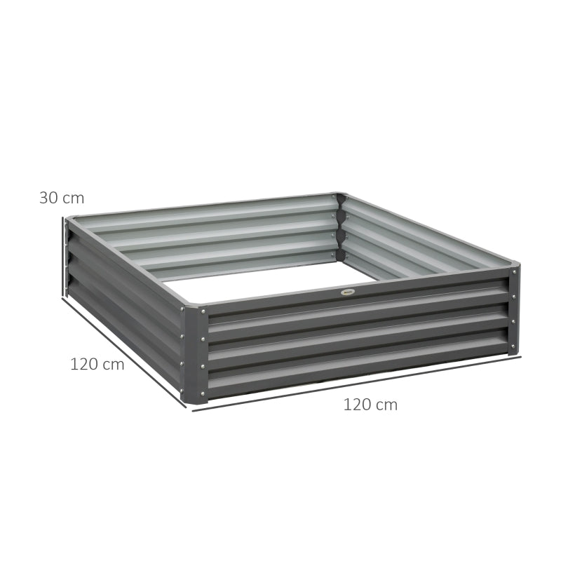 Raised Bed Planter, 120 x 120 x 30 cm, Light Gray Steel