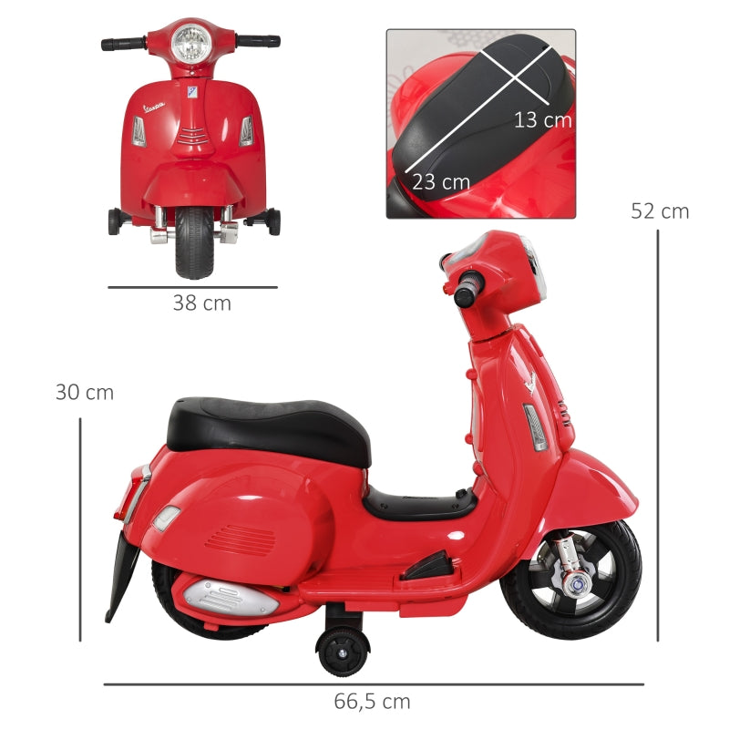 Vespa Electric Children's Motorcycle with LED Lights and Sound for Ages 18-36 Months, Red