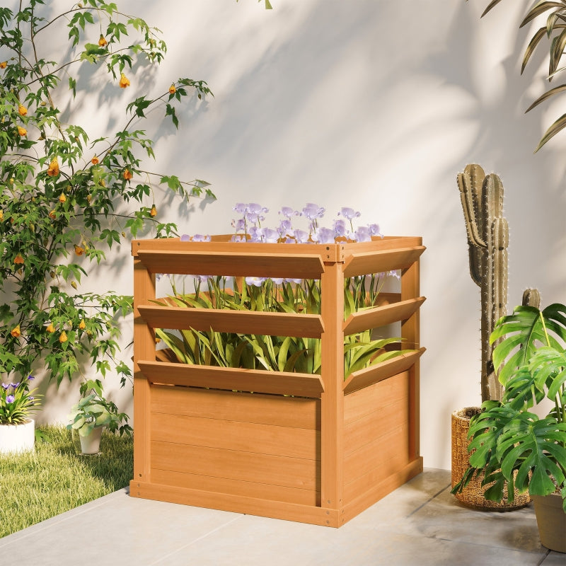 Raised Bed Planter with Trellis, Open Floor, Wood