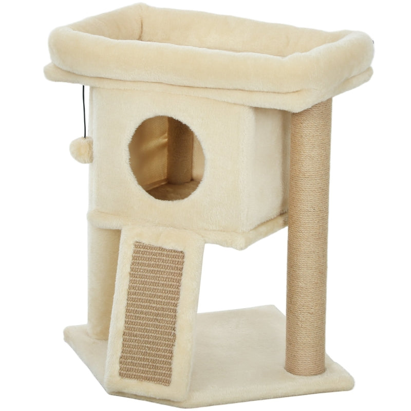 Cat Tree, Jute Scratching Mat, Cat House, Beige
