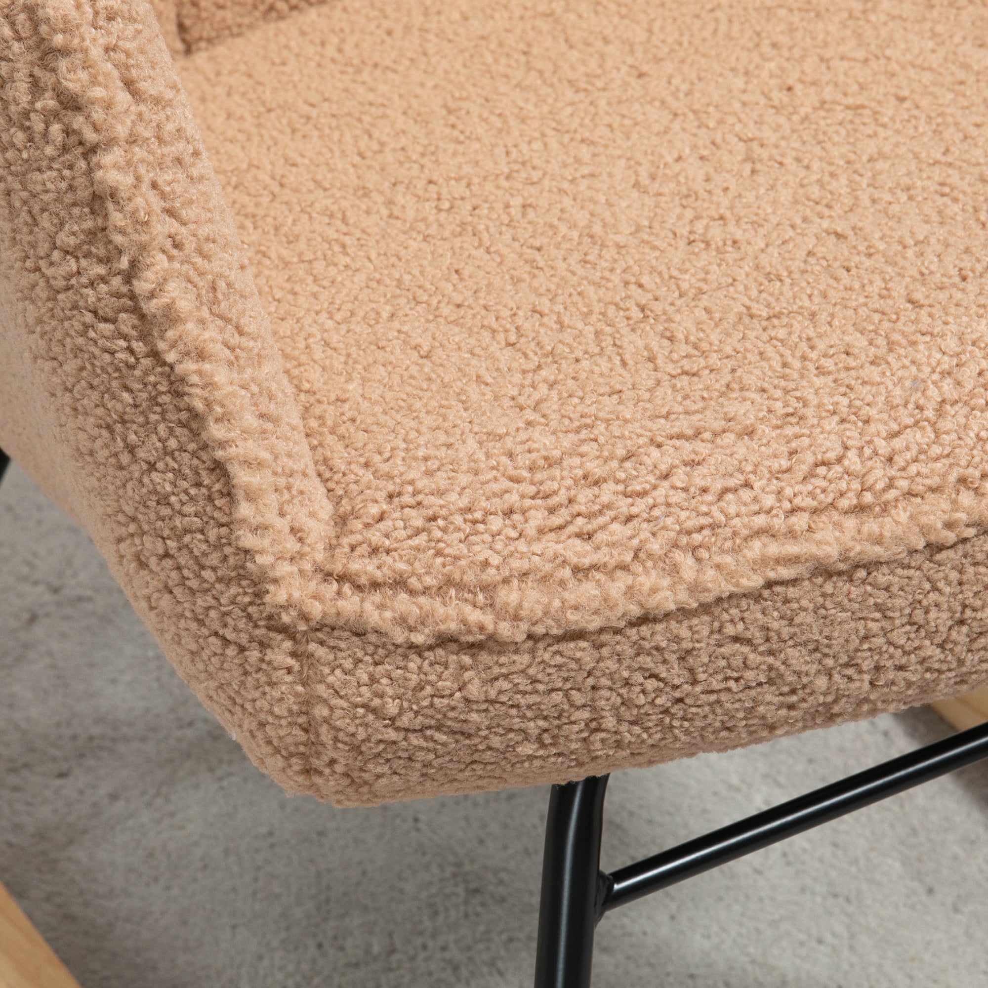 Rocking Chair Recliner Accent Chair Faux Lambskin, Brown