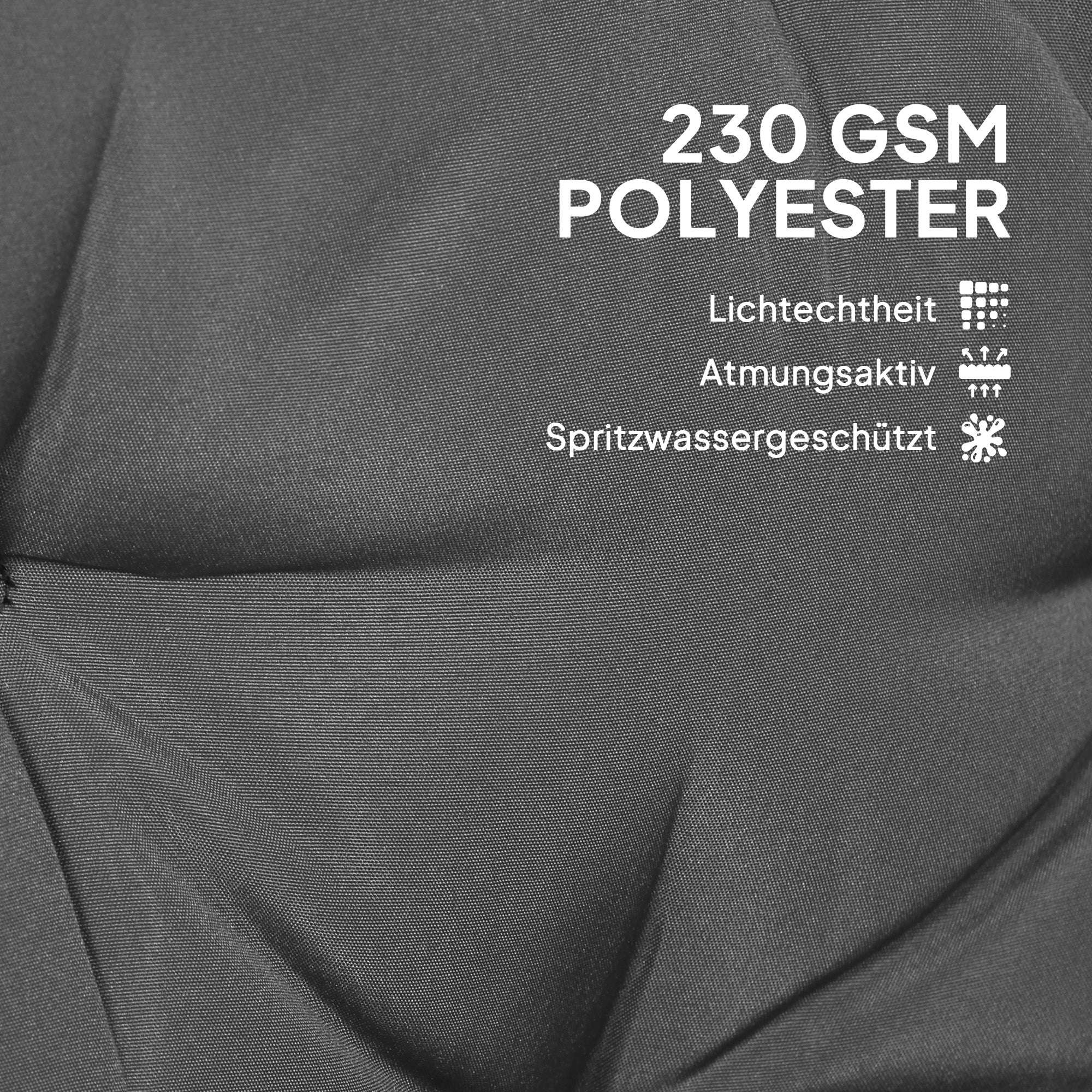 3-Seater Bench Cushion, 180x110x8 cm, with Ties, Dark Grey + Black