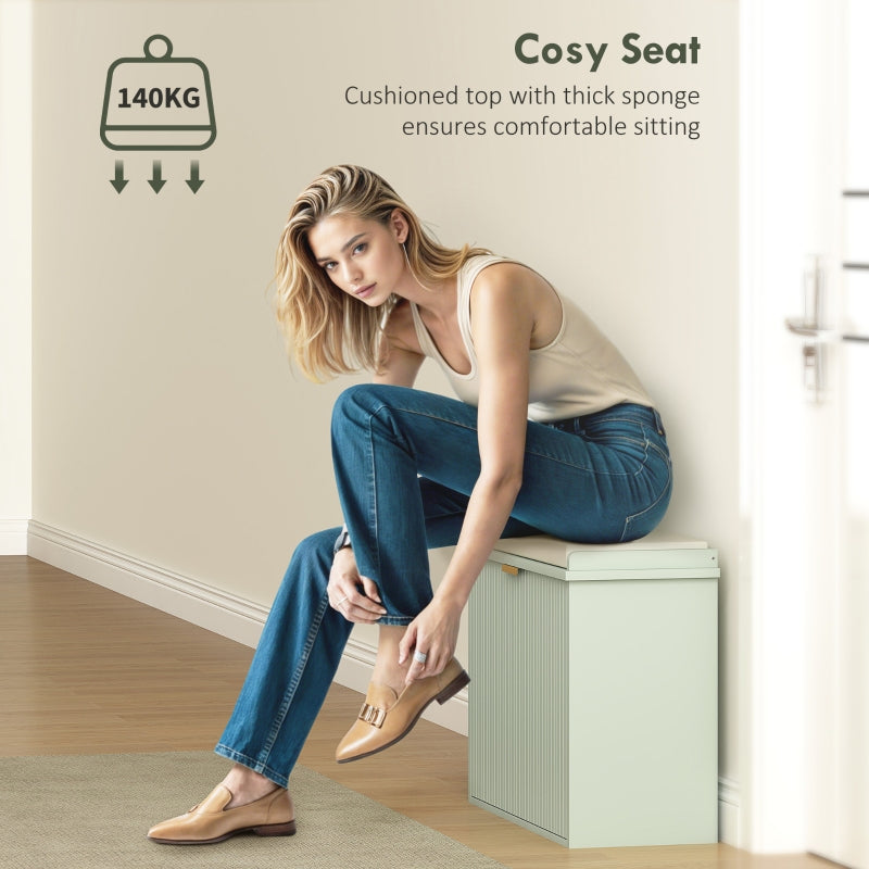 Elegant Six Shoe Bench with Top Seat - Green