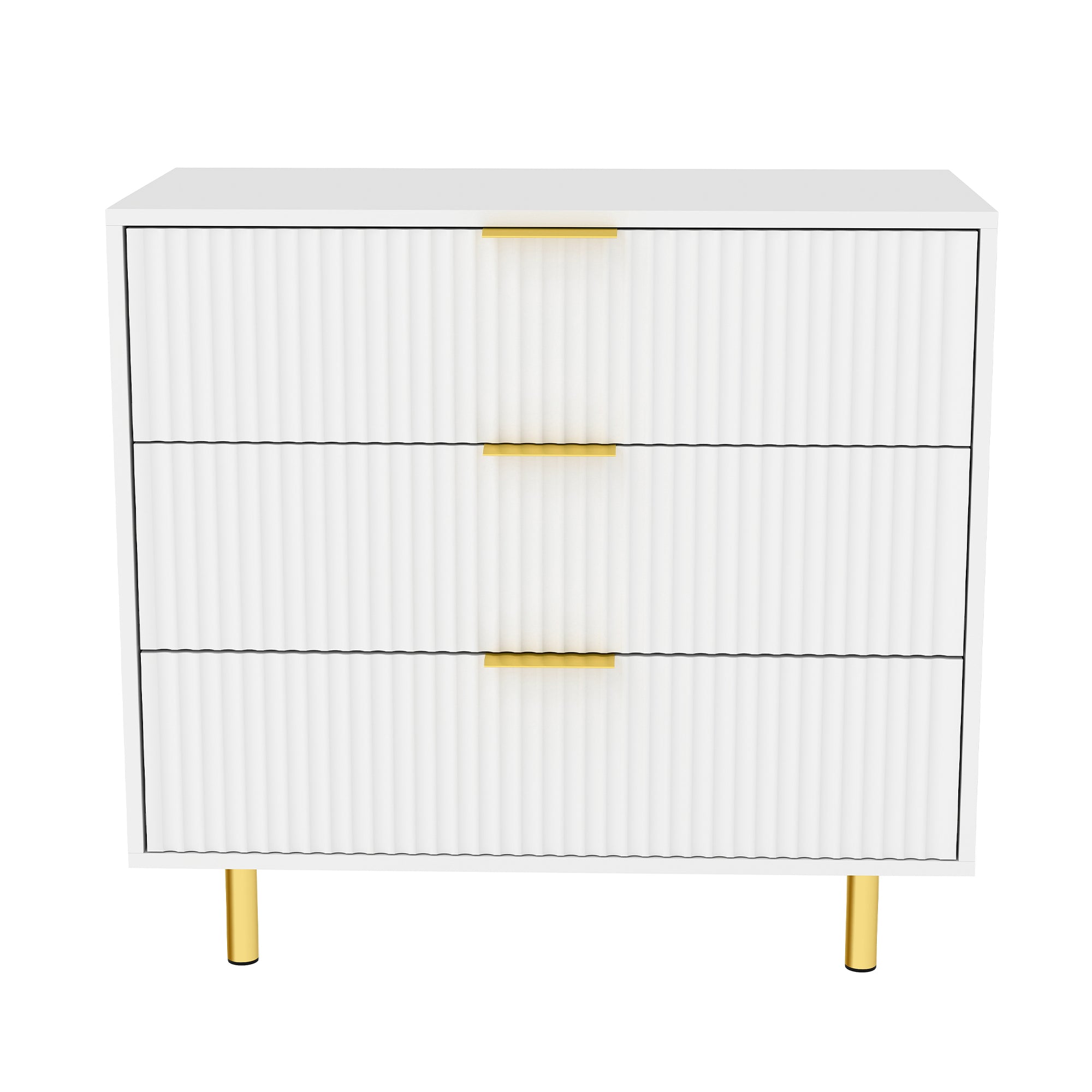 Chest of Drawers Sideboard 3 Drawers Modern Design - White and Gold