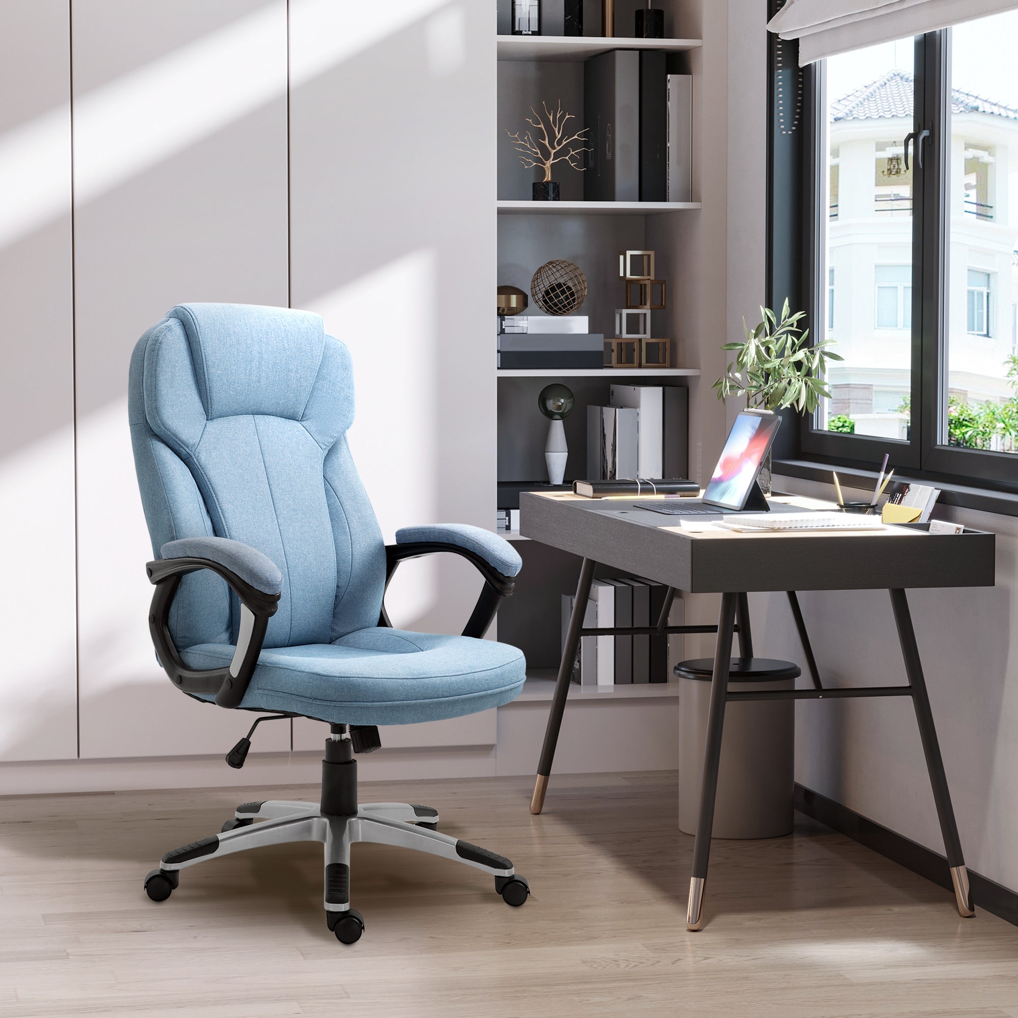 Vinsetto Executive Office Chair Ergonomic Desk Chair Light Blue Linen