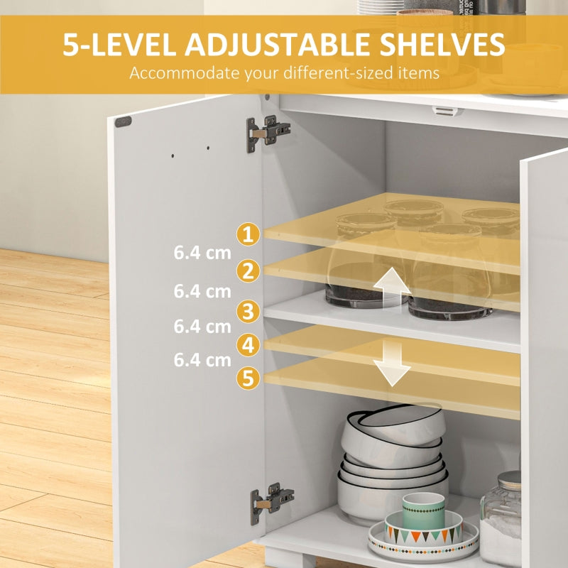 Sideboard Modern Storage Cabinet with 2 Drawers, 3 Doors and Adjustable Shelves, White