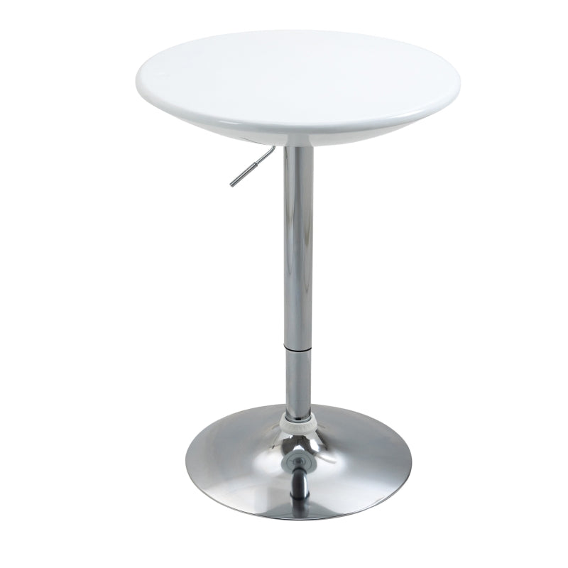 Modern Round Bar Table Adjustable Height Swivel Steel, White