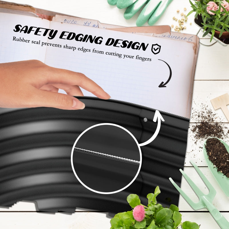 Galvanised Raised Garden Bed Planter Box with Safety Edging, Pack of 2, Dark Grey Metal