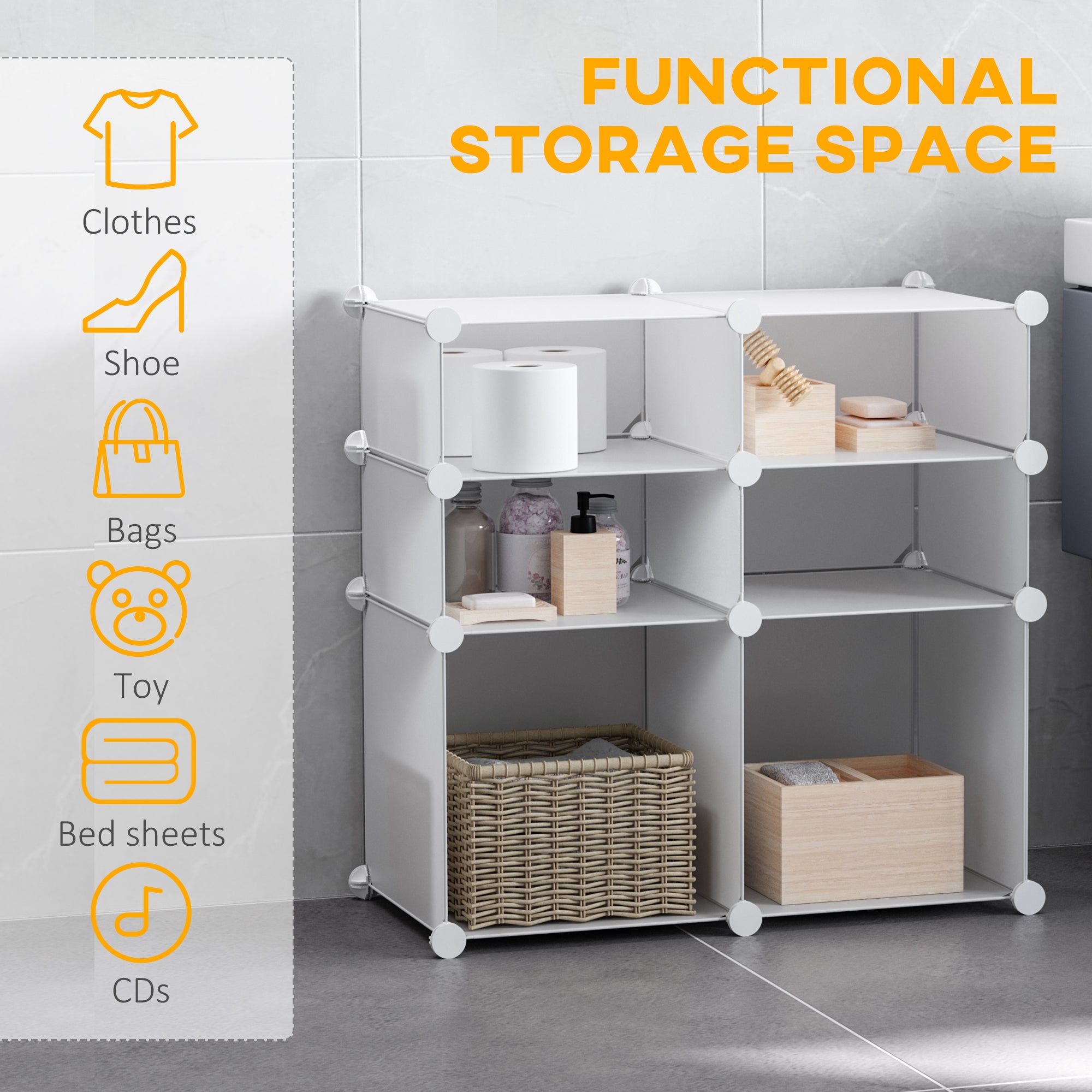 Shoe Cabinet Shelf, Storage Boxes, Plastic and Steel, White